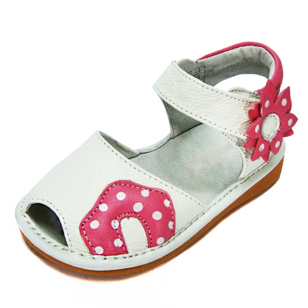 NEW ⭐️ White Squeaky Sandal with Pink Flowers - Toddler Size 10